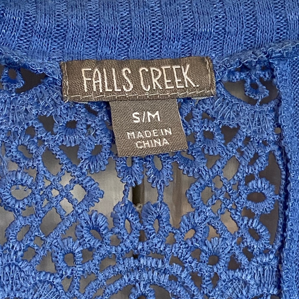 Falls Creek Powder Blue Crochet Open-Front Cardigan - Picture 4 of 8